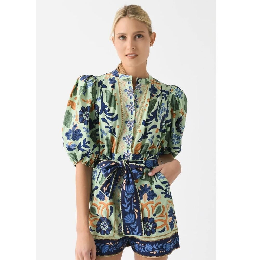 Farm Rio Ocean Tapestry Romper Size Medium